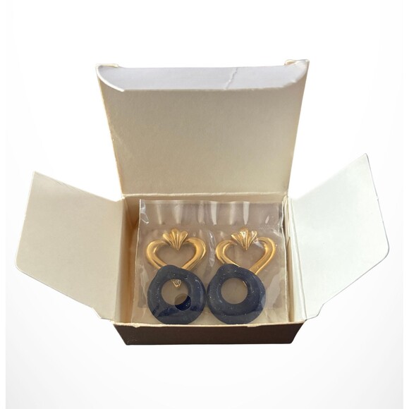 1987 Avon Day and Night Convertible Earrings | Heart-shaped with Rhinestones NIB - Picture 2 of 4